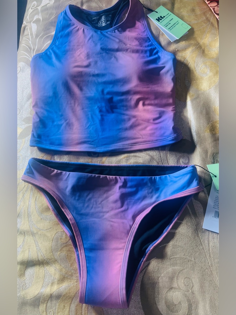 NWT KT by Knix Period Swim Set Orchid Ombré Bikini Size Small